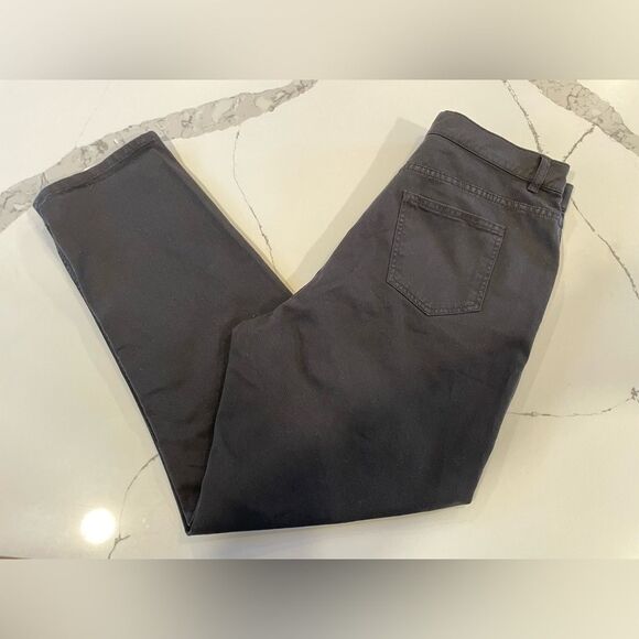 KOTN High Rise Relaxed Straight Leg Black Jeans Egyptian Cotton Women’s Sz 14 - Picture 2 of 7